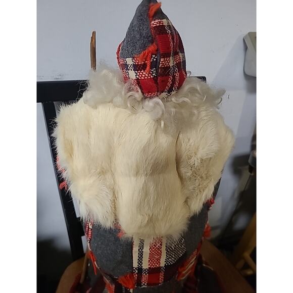 Vintage Santa Decoration Tree Topper Free Standing Gray/Red Cloak w/Wreath - Picture 6 of 9
